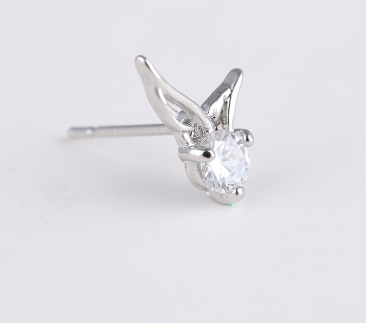 Fashion Angel Wings Stud Earrings for Women - Korean Style Zircon CZ Ear Piercing Jewelry with Diamond - Image 3