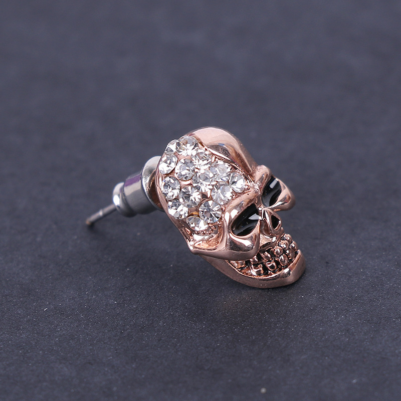 Retro Skull Earrings for Women - Alloy Crystal Diamond Drop Ear Jewelry Rose Gold - Image 2