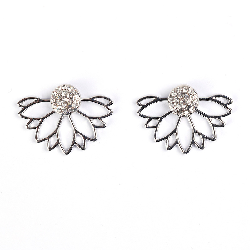 New Fashion Lotus Geometric Earrings Rose Gold with Pearl Cubic Zirconia Women's Ear Piercing Jewelry Wholesale - Image 4