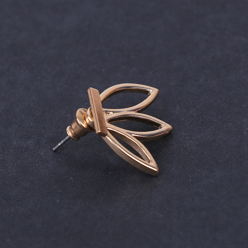 European American Fashion Hollow Lotus Stud Earrings for Women Creative Geometric Ear Jewelry - Image 2