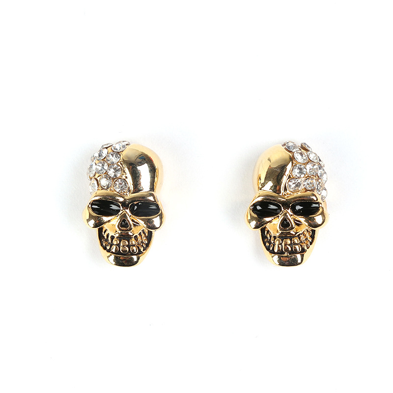 Retro Skull Earrings for Women - Alloy Crystal Diamond Drop Ear Jewelry Rose Gold - Image 4