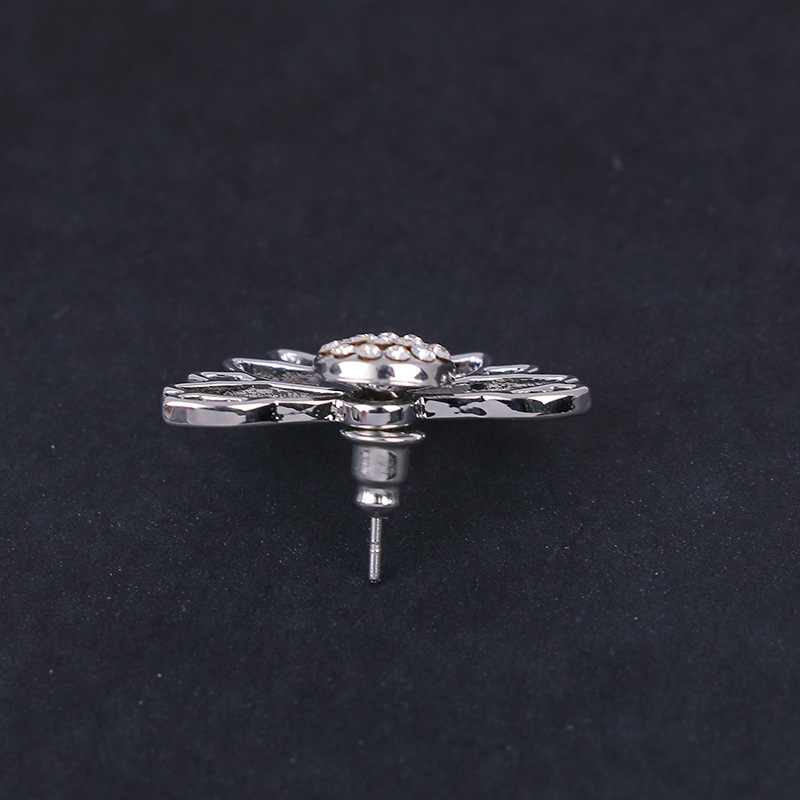 New Fashion Lotus Geometric Earrings Rose Gold with Pearl Cubic Zirconia Women's Ear Piercing Jewelry Wholesale - Image 2