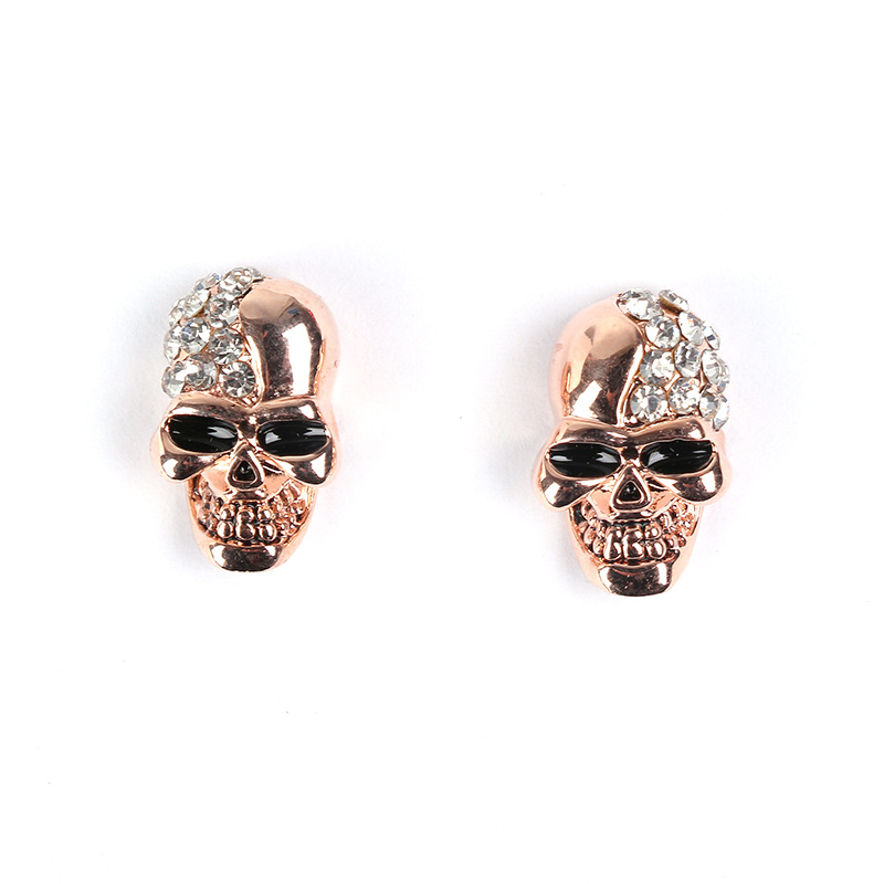 Retro Skull Earrings for Women - Alloy Crystal Diamond Drop Ear Jewelry Rose Gold - Image 3