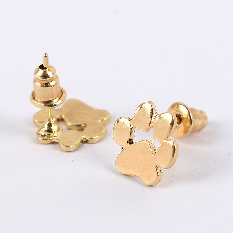 Boutique Rose Gold Animal Paw Print Stud Earrings Women Jewelry Wholesale - Image 3
