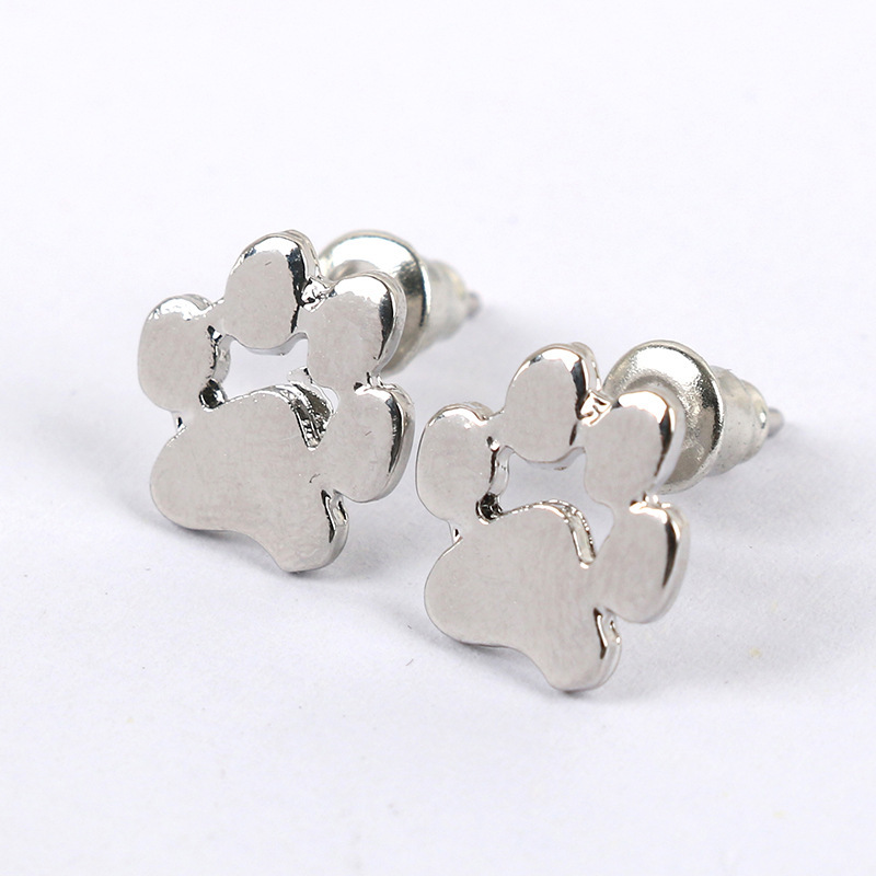 Boutique Rose Gold Animal Paw Print Stud Earrings Women Jewelry Wholesale - Image 2