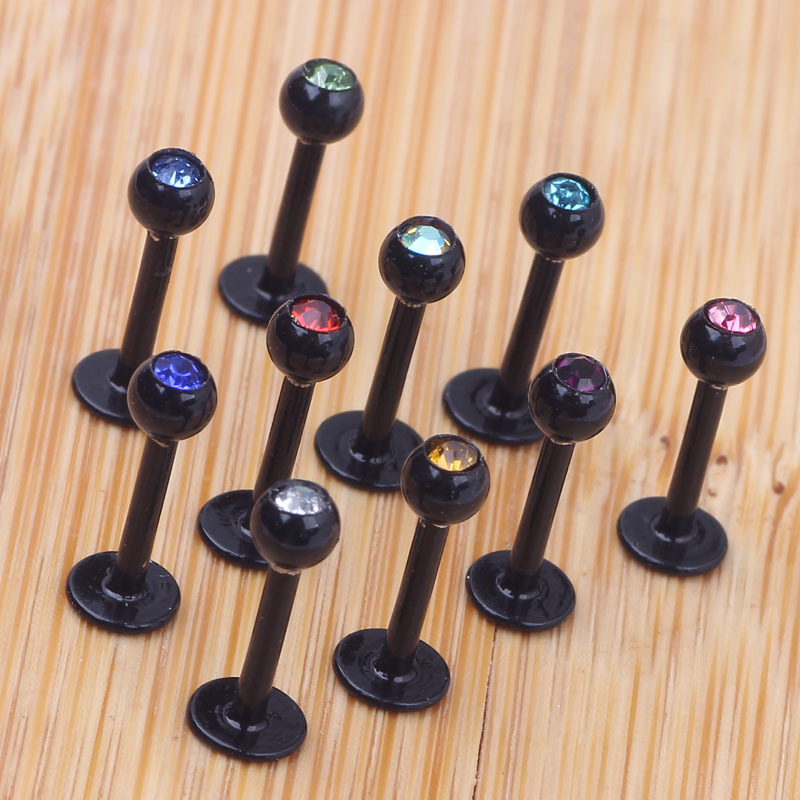 10 Pack Colorful Body Piercing Jewelry Set Stainless Steel Ear Lip Studs - Image 4