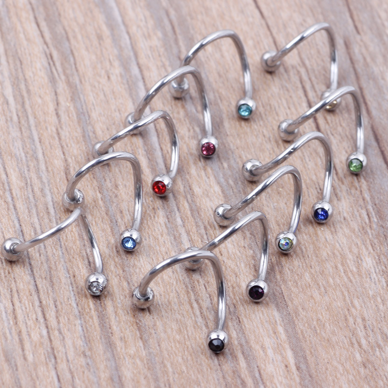 8pcs Mixed Color Stainless Steel Nose Ring Belly Button Ring Ear Nail Piercing Jewelry Set - Image 4