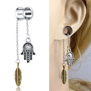 Factory Direct Wholesale New Pendant Auricle Stainless Steel Ear Expansion Body Piercing Jewelry Palm Ear Plug