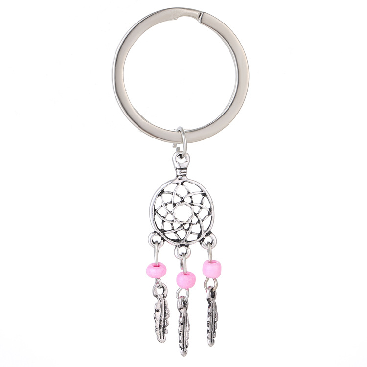 European American Hot Selling Alloy Tennis Turquoise Pendant Dreamcatcher Keychain Bag Accessories Jewelry Pink - Image 3
