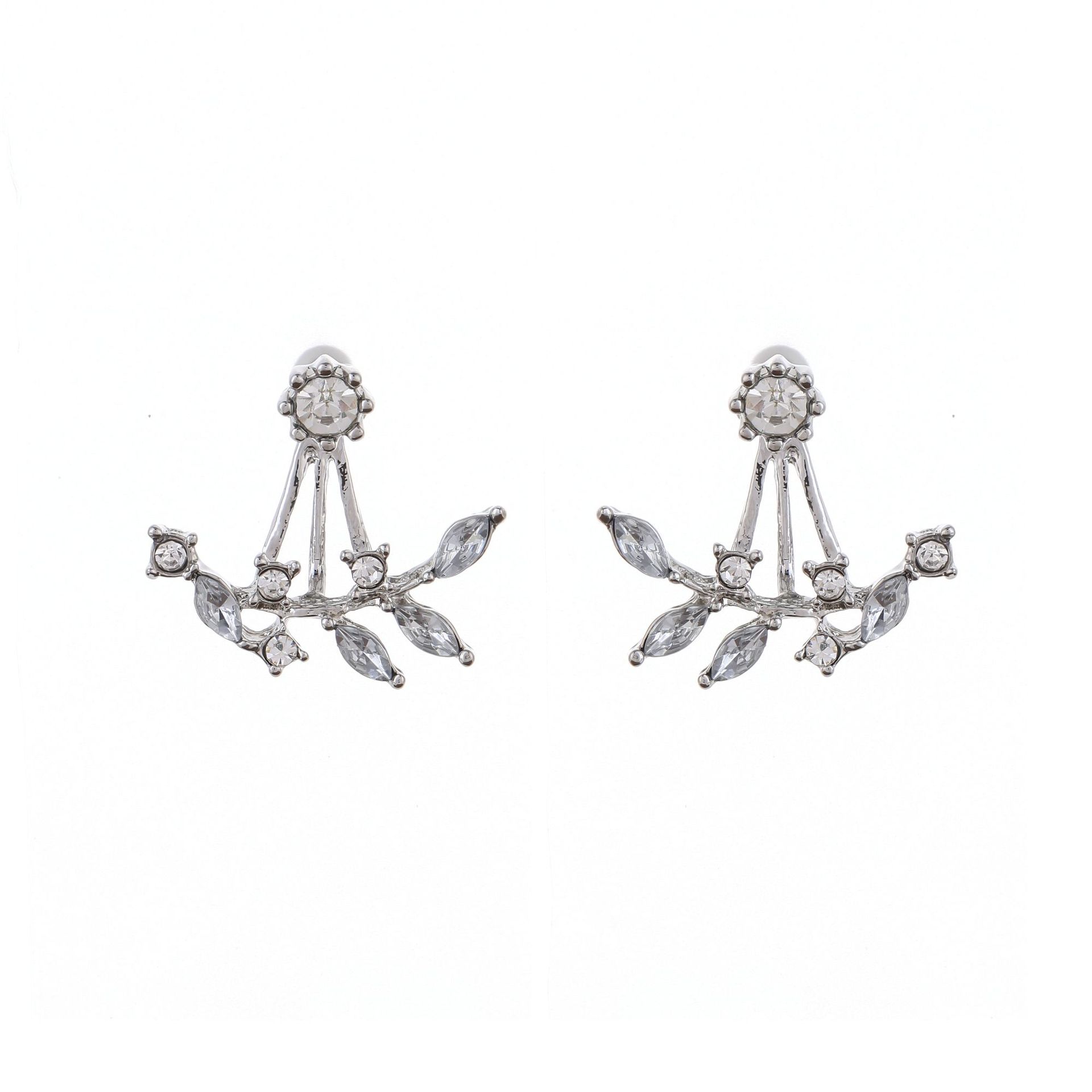 Korean Fashion Diamond Crystal Leaf Earrings - Zircon Ear Studs for Women - Image 4