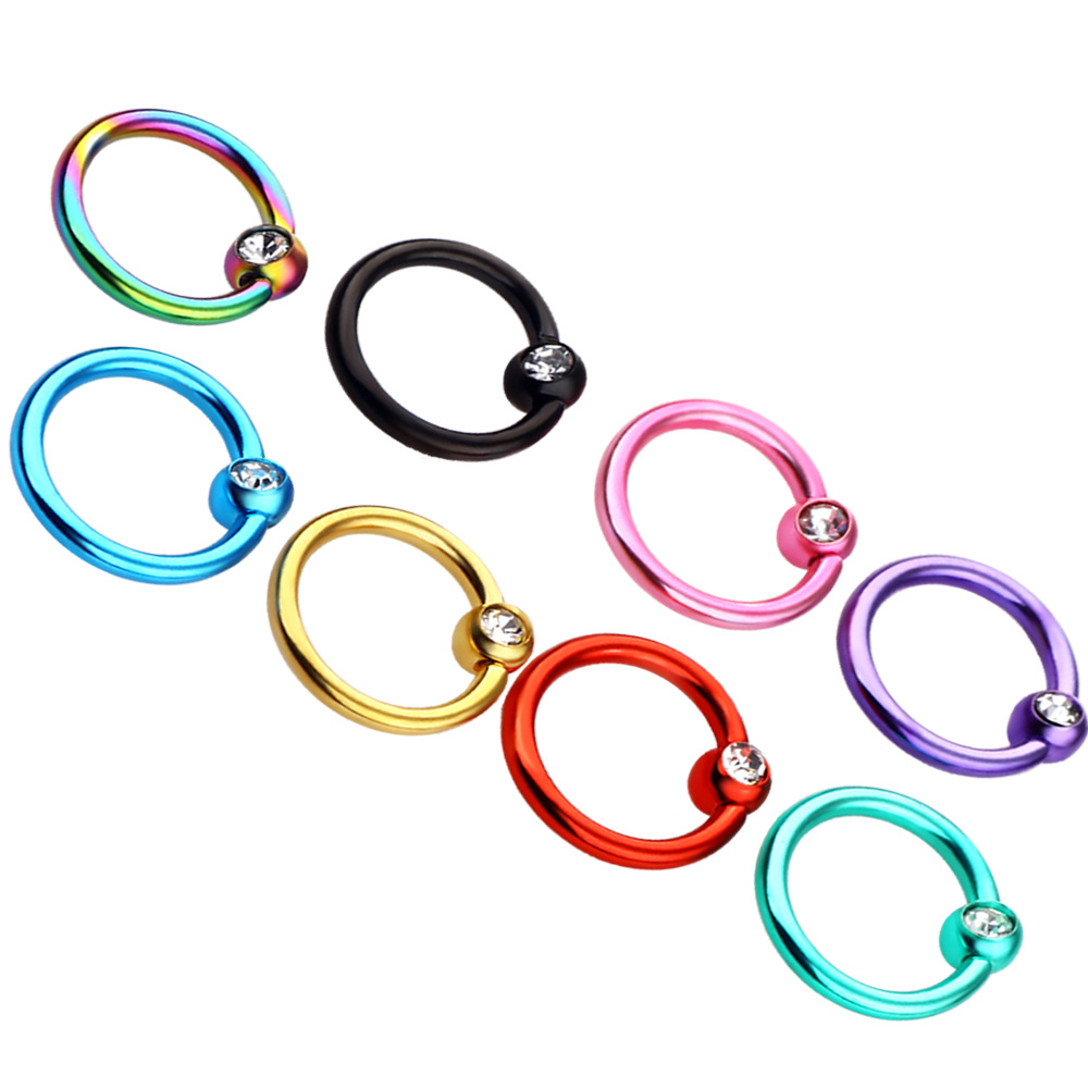8 Pcs Mixed Color Septum Nose Ring Nail Piercing Jewelry Ear Studs Set - Stainless Steel - Image 2