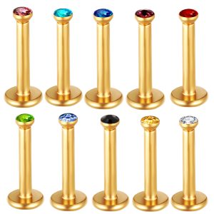Factory Direct Hot Sale Stainless Steel Straight Bar Diamond Lip Nail Body Piercing Jewelry