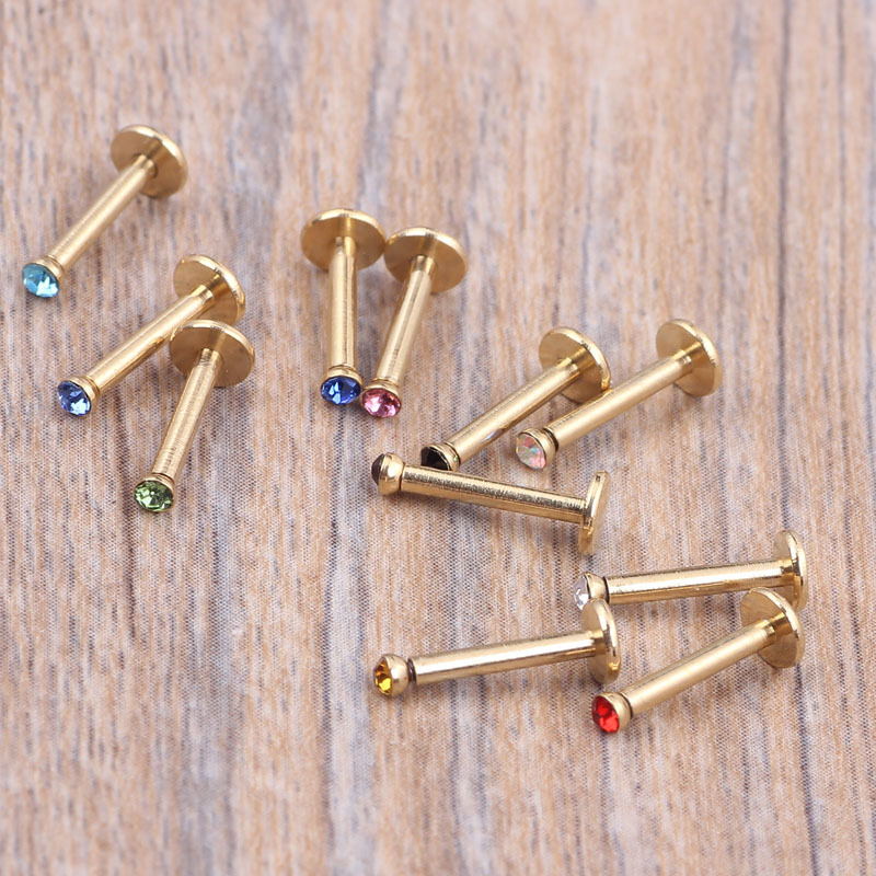 Factory Direct Hot Sale Stainless Steel Straight Bar Diamond Lip Nail Body Piercing Jewelry - Image 3