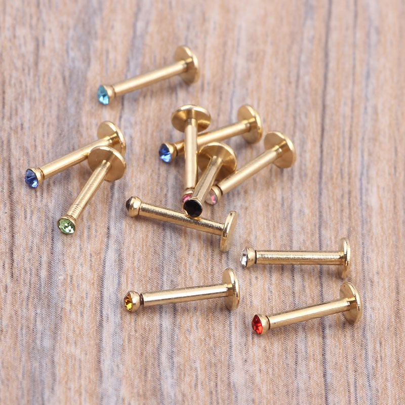 Factory Direct Hot Sale Stainless Steel Straight Bar Diamond Lip Nail Body Piercing Jewelry - Image 2