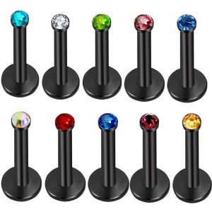 10 Pack Stainless Steel Lip Piercing Jewelry Set - Lip Labret Studs Lip Nails Decoration for Body Piercing