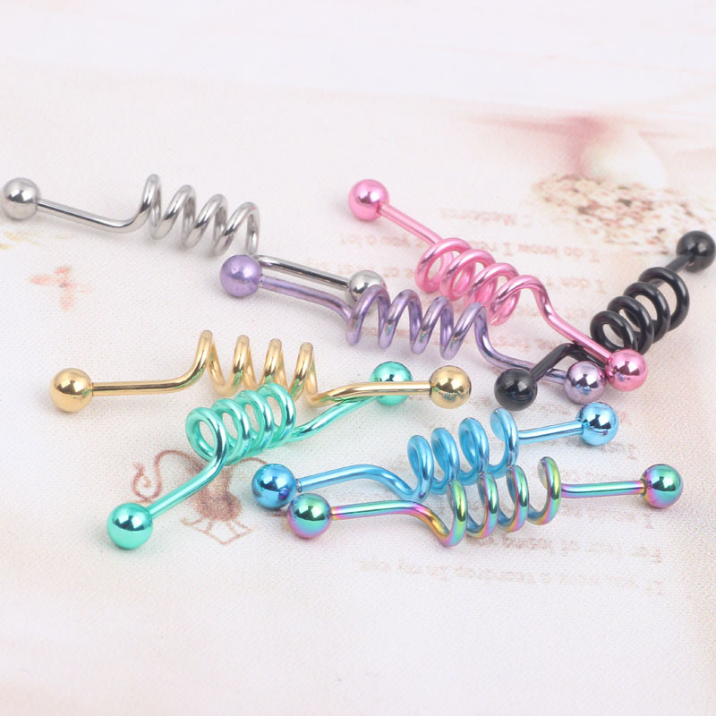 Personalized Pink Diamond 316L Surgical Steel Industrial Barbell Crossbar Ear Stud for Double Ear Piercing - Image 4
