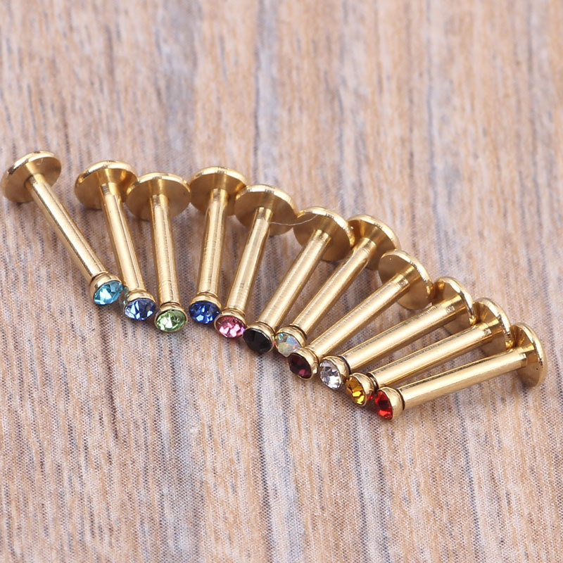 Factory Direct Hot Sale Stainless Steel Straight Bar Diamond Lip Nail Body Piercing Jewelry - Image 5
