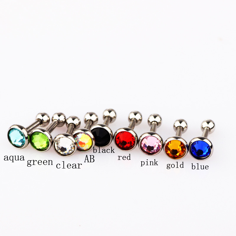 Flat Head Ear Bone Stud Earrings Lip Nail Eyebrow Nail Piercing Jewelry 5mm Red Stainless Steel - Image 2