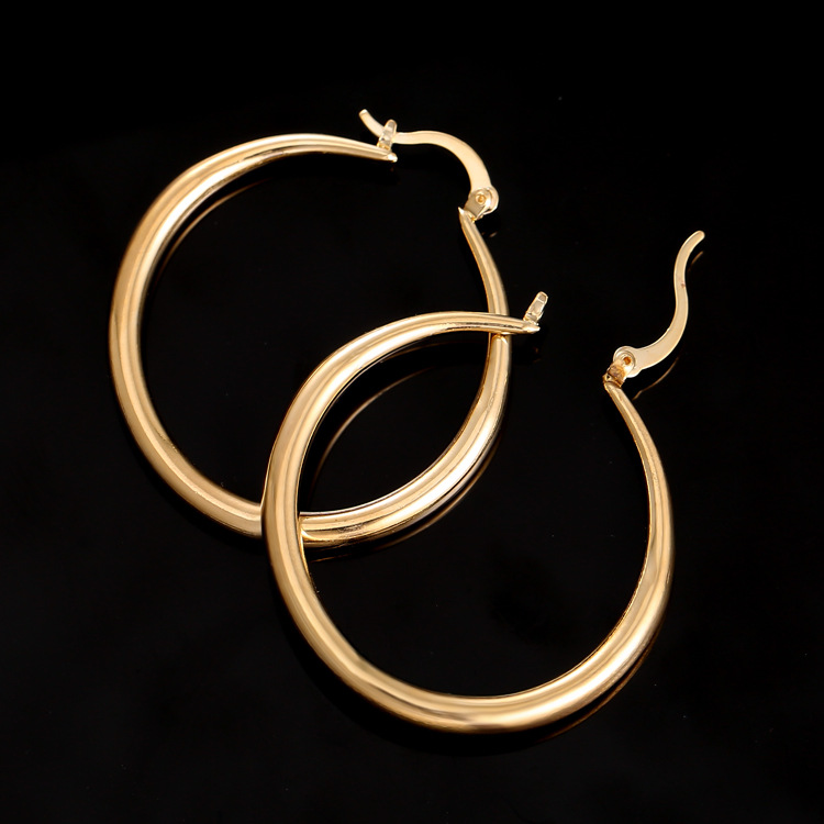 U-Shaped Large Glossy Hoop Earrings, European American Hot Selling, Wholesale Jewelry - Image 2
