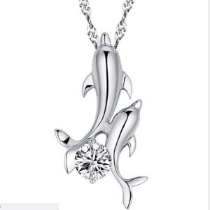 Korean Jewelry Dolphin Couple Necklace Inlaid Zircon Diamond Women's Necklace Hot Sale Factory Wholesale