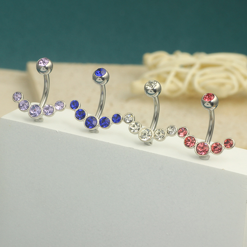 Simple Copper Zircon Belly Button Ring Stainless Steel Body Piercing Navel Jewelry Wholesale 2024 Summer - Image 4