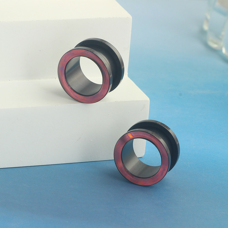Color-Change Pulley Ear Expander Stainless Steel Pink Flower Hip Hop Earring - Image 2