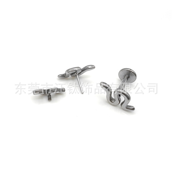 G23 Titanium Snake S-Shaped Thread Ear Nail Lip Nail – ASTM F136 Body Piercing Jewelry Ear Bone Nail - Image 4