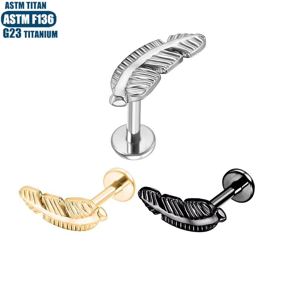 F136 Titanium Alloy Lip Ring Small Ear Nail Thread Inner Tooth Ear Bone Nail Tragus Piercing Earring Cartilage Ring Snake Lip Nail - Image 4