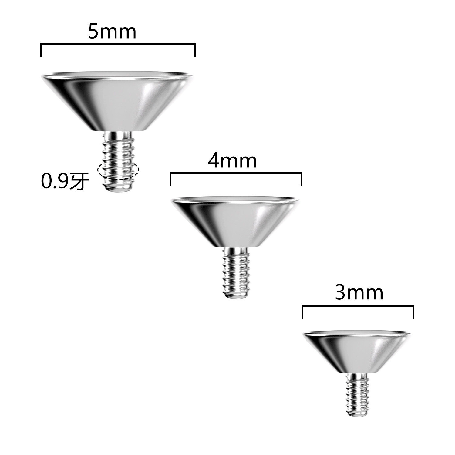 G23 Titanium Funnel Shape Drill Cup Earring Lip Nail Accessories with Rhinestone Zircon - Image 4