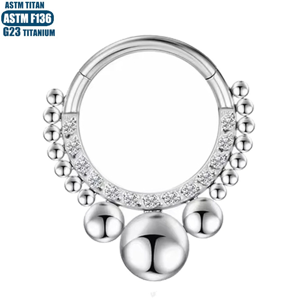 Titanium Alloy Nose Ring F136 Titanium Tragus Piercing Jewelry Black Cubic Zirconia Earrings - Image 3