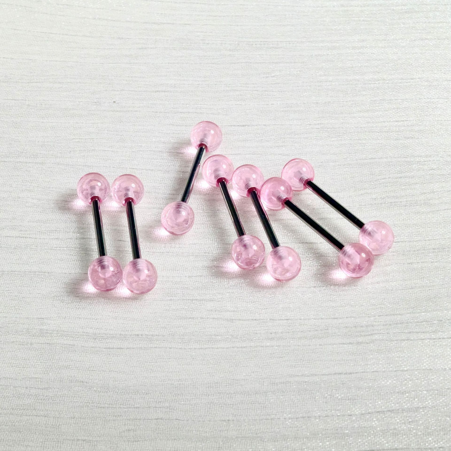 Pink Acrylic Tongue Nail Replacement 14G External Thread Tongue Barbell Jewelry 16mm - Image 5