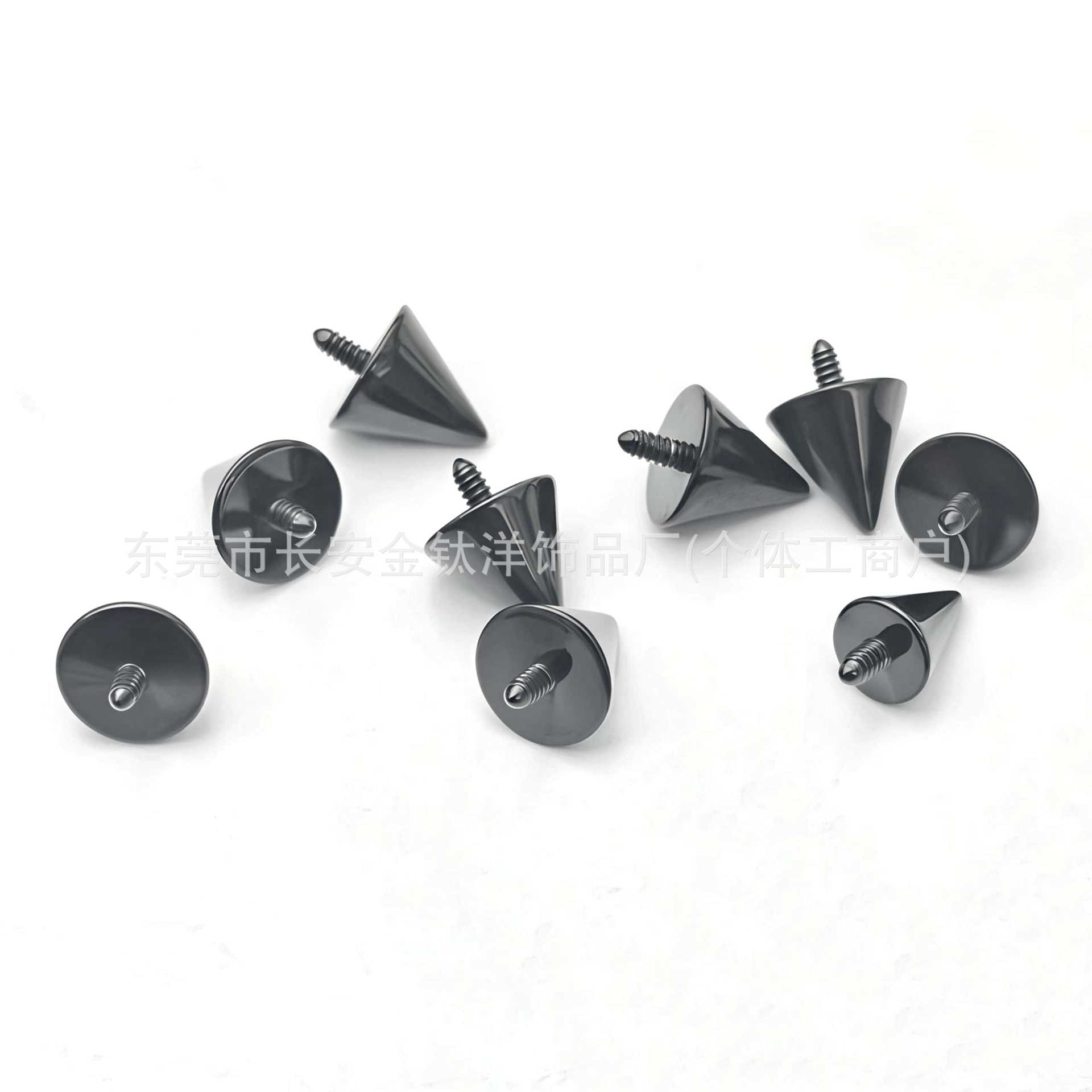 F136 Titanium Black-Plated Spike Devil Nose Stud Lip Stud Eyebrow Stud External Thread Piercing Jewelry - Image 4
