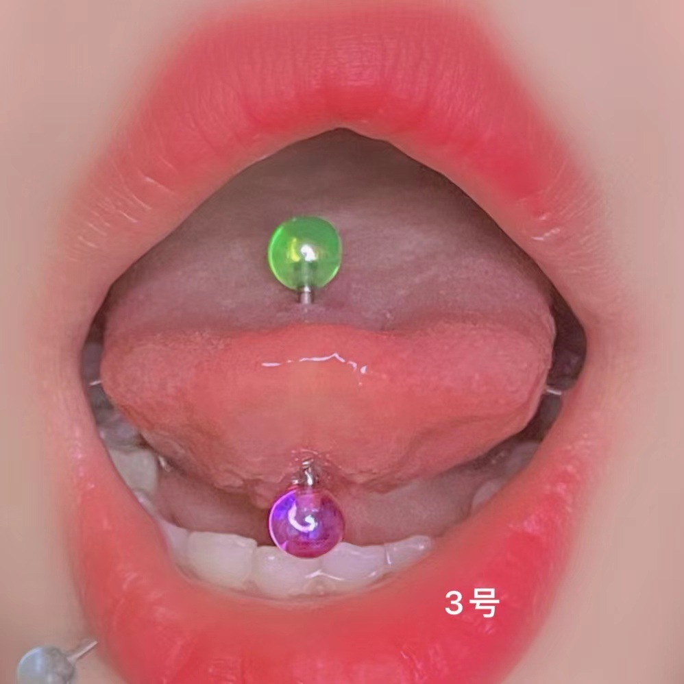 Sweet Cool Tongue Nail Acrylic Tongue Barbell 316L Surgical Steel Tongue Ring Wholesale Body Piercing Jewelry - Image 3