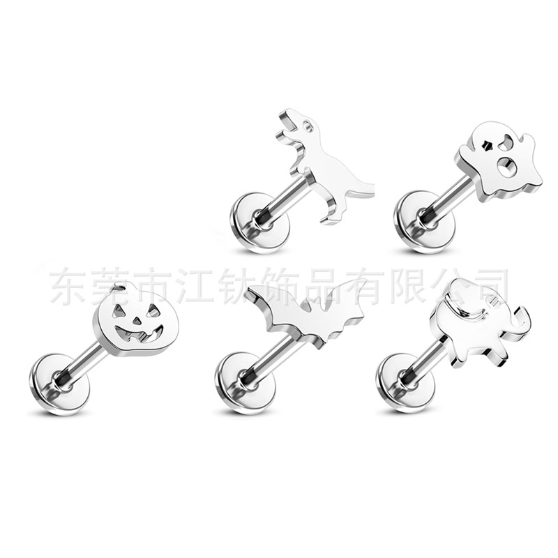 G23 Titanium Bat Ghost Pumpkin Earrings - Cartilage Stud Body Piercing Jewelry - Custom Manufacturer - Image 5