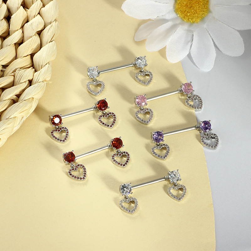Heart-Shaped Stainless Steel Nipple Ring - Simple Geometric Body Piercing Jewelry for Daily Wear, Factory Direct Pair - Image 2