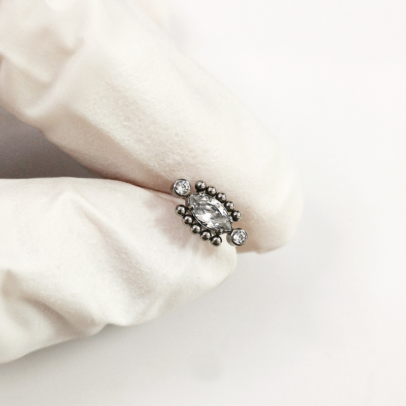 G23 Titanium Earrings with 5A Zircon - Factory Direct Body Jewelry Custom Design - Image 3