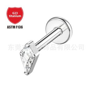 G23 Titanium Inlaid Kite Zircon Stud Earrings Cartilage Piercing Jewelry Lip Nail Bone Ear