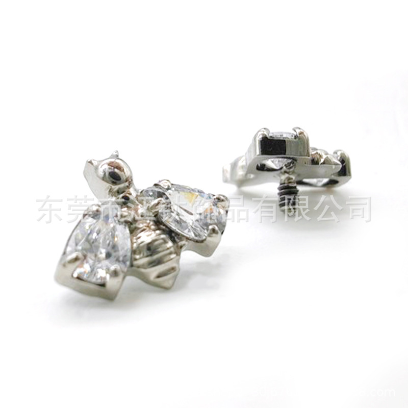 G23 Titanium Bee CZ Ear Cartilage Stud Flat Back Earring for Helix Tragus Piercing Jewelry - Image 3