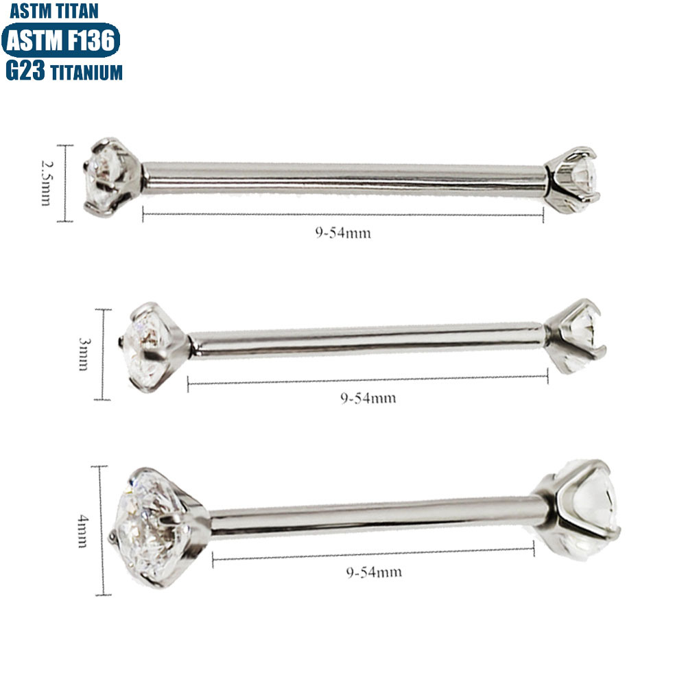 F136 Titanium Alloy Zircon Milk Nail Straight Rod Inner Spiral Body Piercing Jewelry Diaphragm Earrings - Image 2