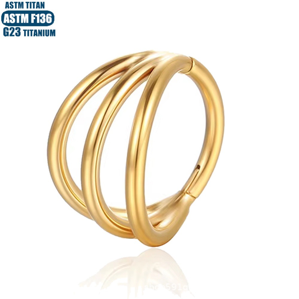 F136 Titanium Nasal Ring 3-Flap Bifurcated Closed Ring Hinge Perforated Ear Bone Ring Seamless Open Ring Septum Ring - Image 2