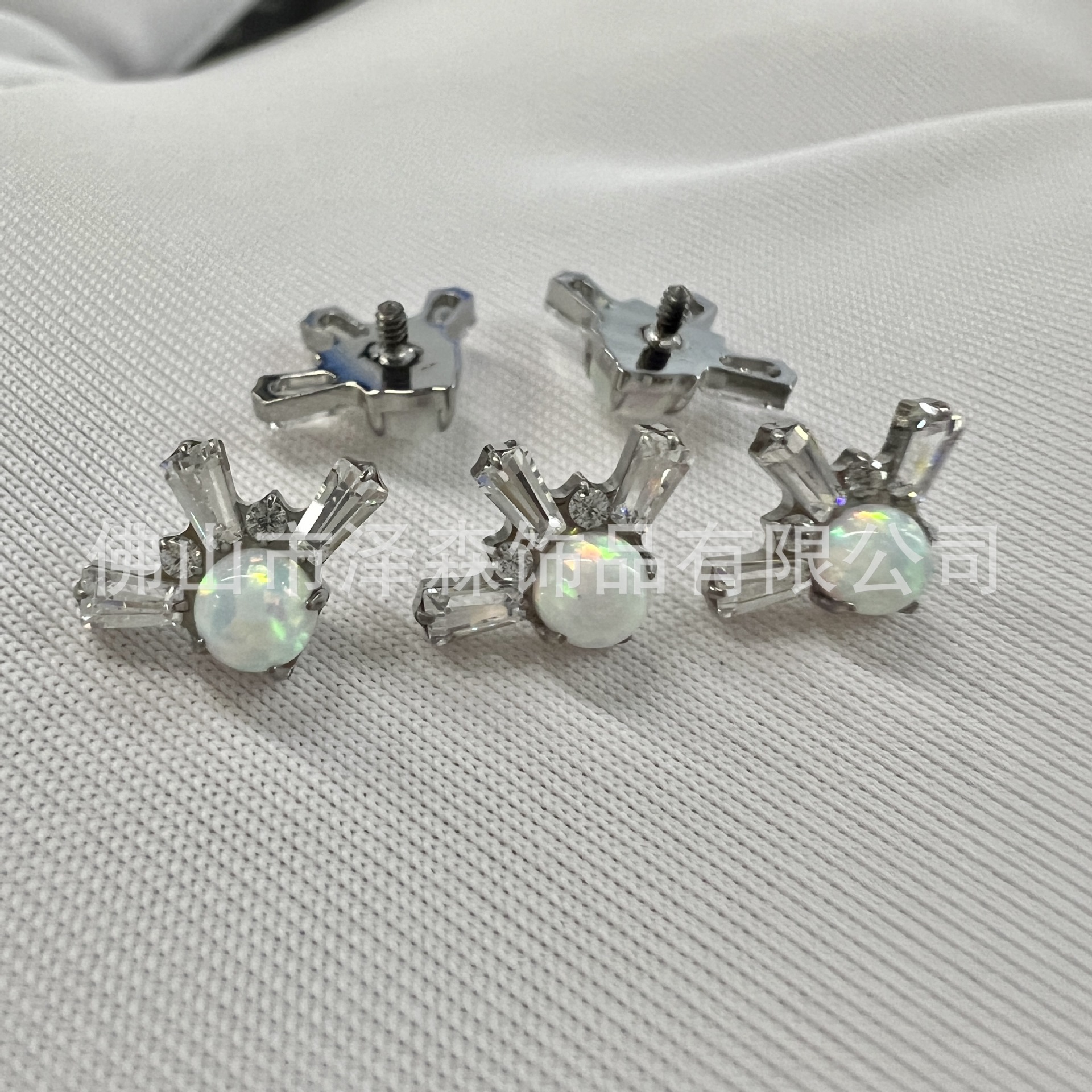 F136 Titanium Opal Snowflake Earrings - G23 Titanium Lip Studs for Piercing - Image 4