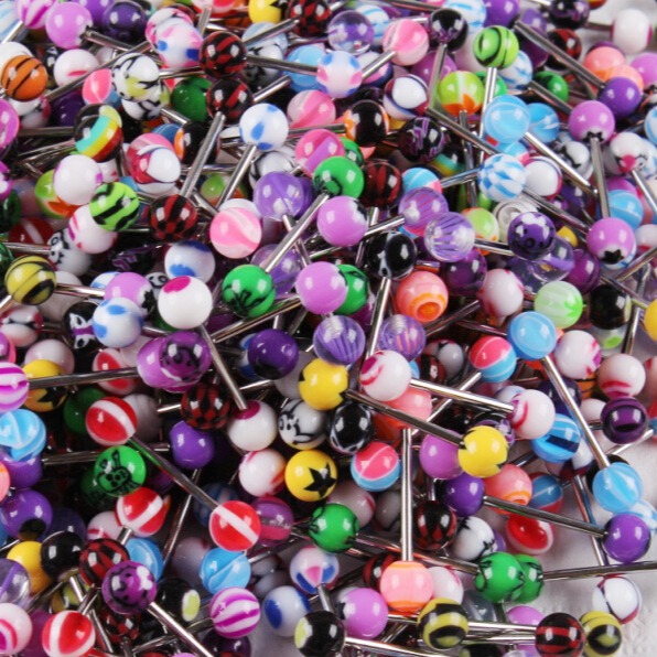 Acrylic Tongue Barbell 316L Surgical Steel Core Tongue Piercing Jewelry for Tongue Nail Breast Ring Wholesale - Image 2