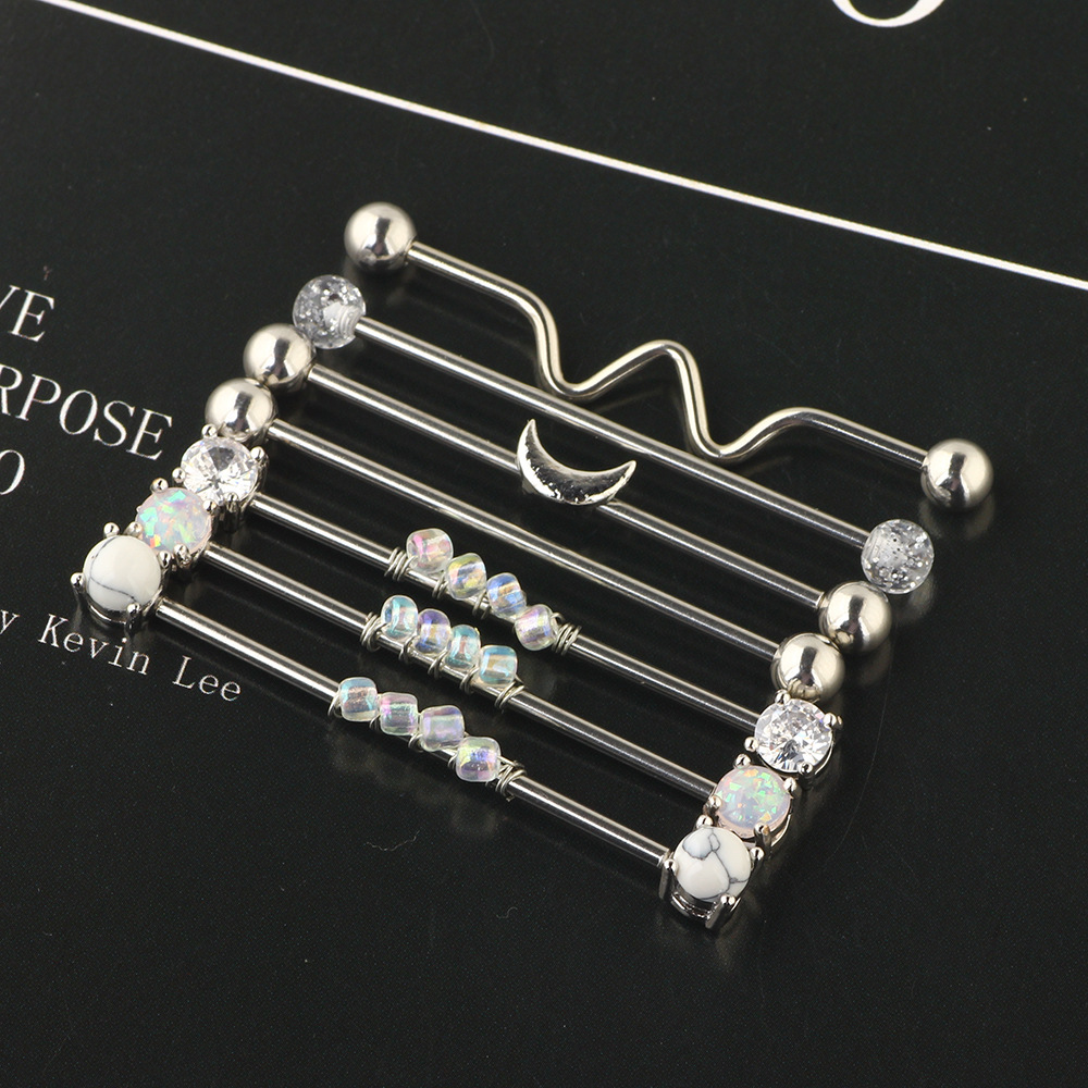 316L Surgical Steel Industrial Bridge Barbell Body Piercing Jewelry - Image 2