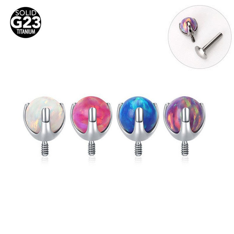 Titanium Alloy F136 Aurora Opal Ball Jelly Opal Ball Opal Lip Tongue Eyebrow Ear Nail Internally Threaded - Image 3