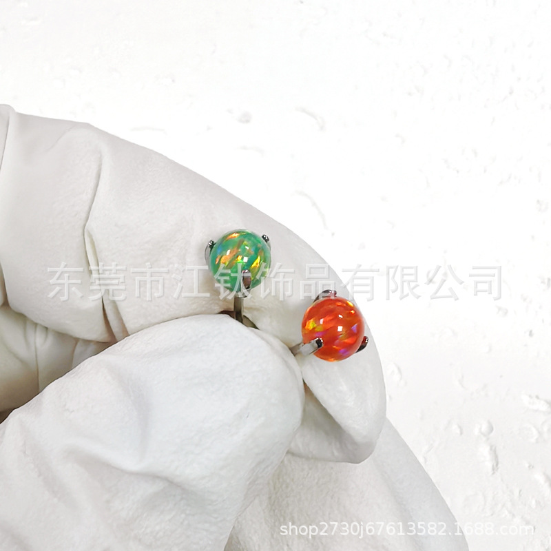 G23 Titanium Opal Butterfly Ear Nail Cartilage Stud Flat Back Earring for Helix Tragus Lip Piercing - Image 3
