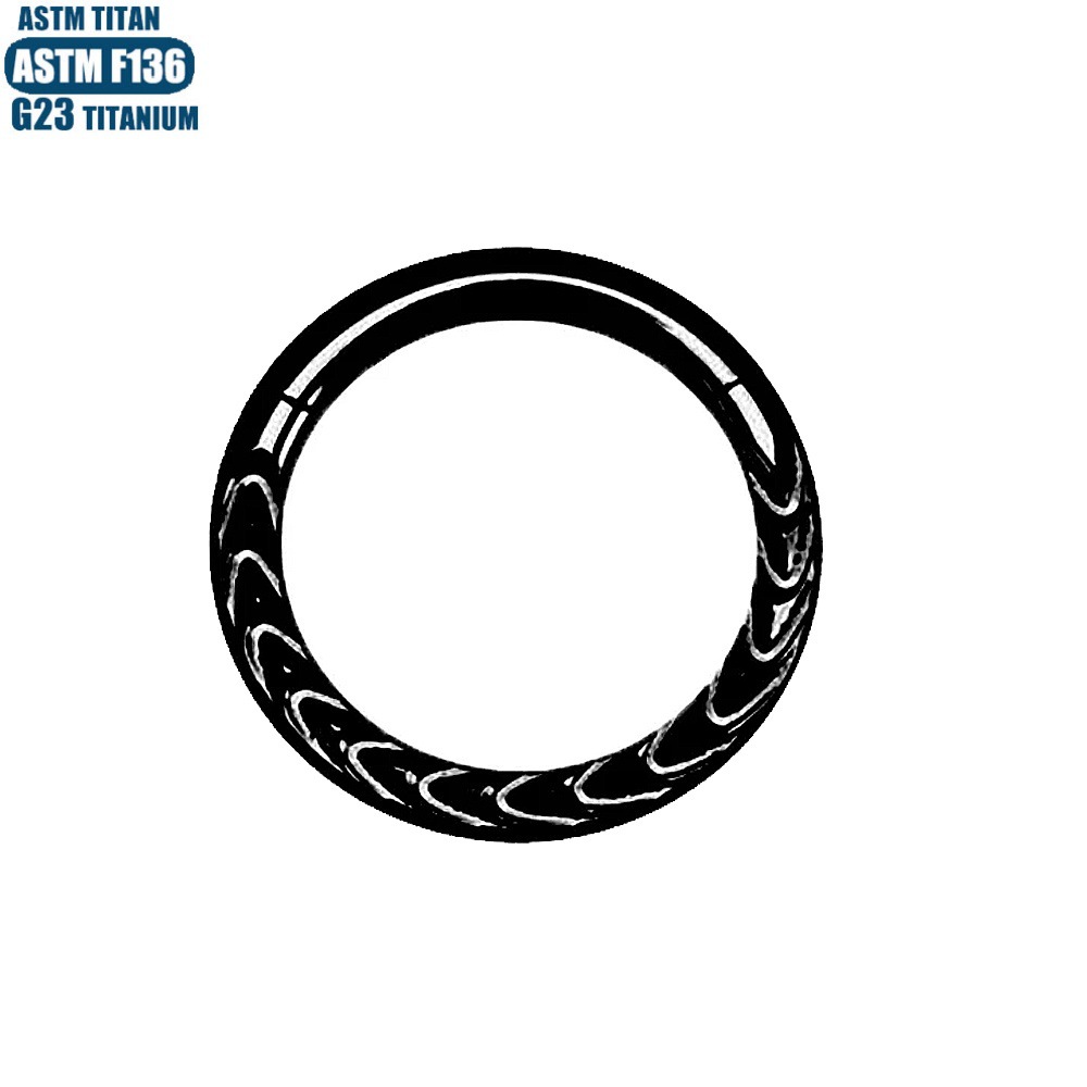 F136 Implant Jewelry Titanium Alloy Nose Ring Round CNC Carved Floral Seamless Closed Helix Piercing Earring - Image 2