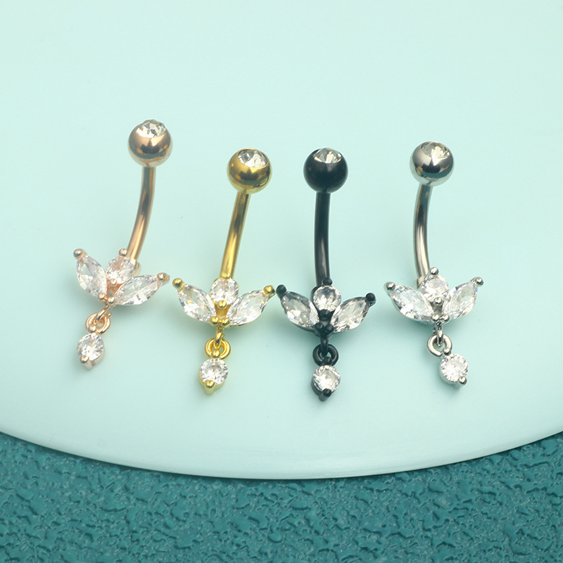 Factory Direct New Hot Sale Crown Zircon Navel Ring Belly Button Piercing Jewelry 4 Colors 316L Surgical Steel - Image 5