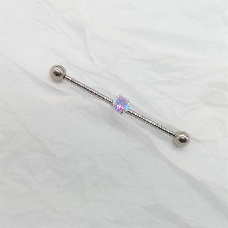 G23 Titanium Ear Barbell 14g Four-Prong Zircon Ear Cartilage Barbell Piercing Jewelry - Image 4