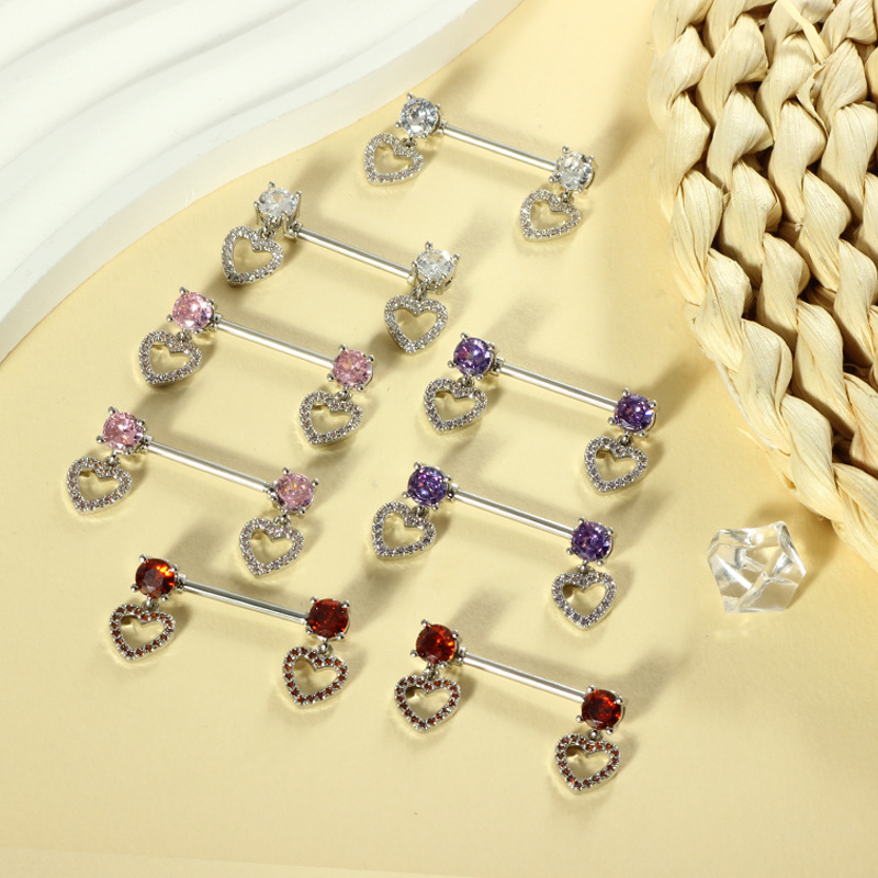 Heart-Shaped Stainless Steel Nipple Ring - Simple Geometric Body Piercing Jewelry for Daily Wear, Factory Direct Pair - Image 3