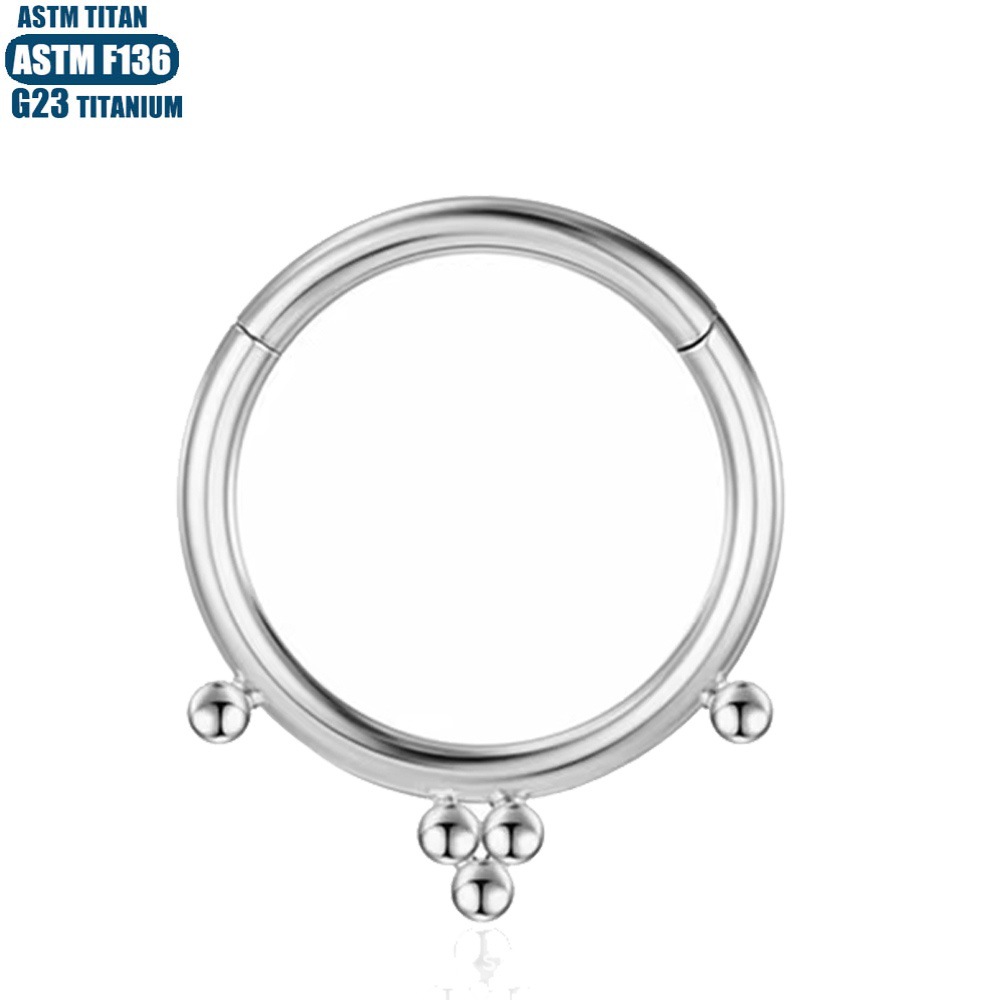 F136 Titanium Alloy Nose Ring Welded Bead Round Closed Body Piercing Tragus Piercing Earring Conch Shape Facial - Image 2